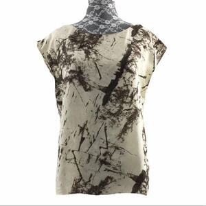 Kenneth Cole New York Brown Printed Silk Top